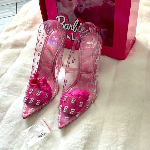 NWT ALDO x Barbie stessy heeled shoes in clear pink